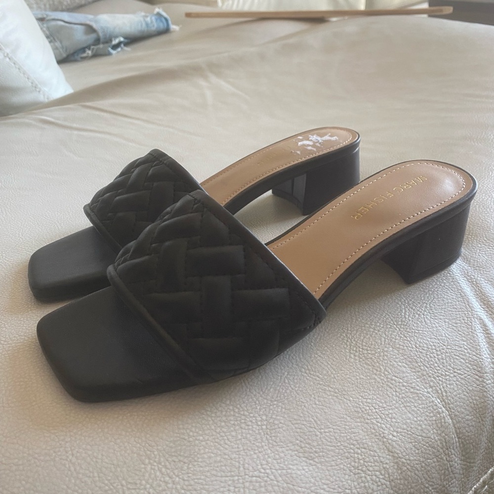 Marc Fisher Black Block Heel Sandals